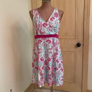 LOLA A-Line Sleeveless V-Wrap Neck Floral Casual Outdoor Beach Camp Dress SZ M